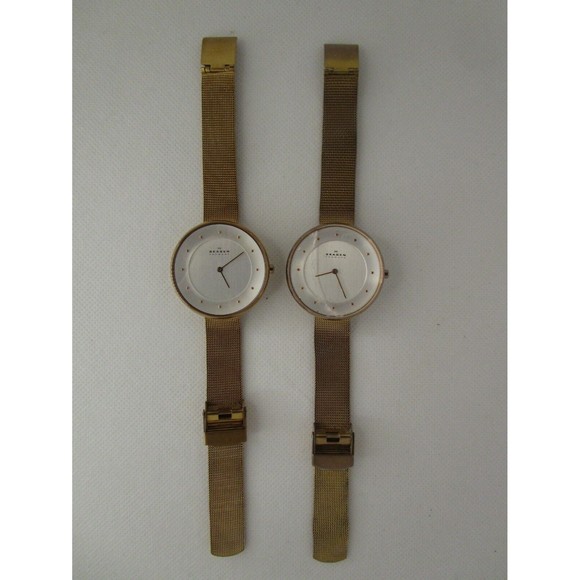Skagen SKW2142 Gitte Rose-tone Stainless Steel Mesh Watch LOT OF 2 -PARTS/REPAIR
